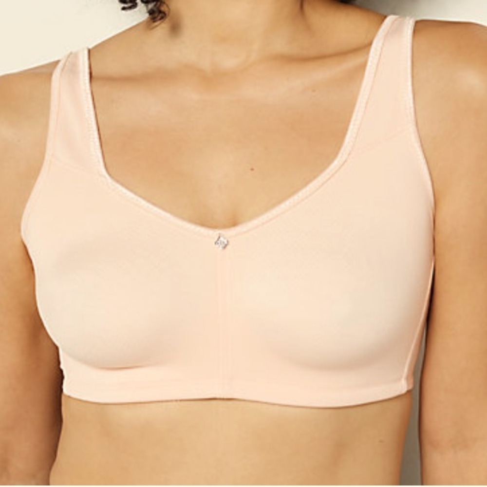 Breezies diamond jacquard unlined wirefree bra 36DD beige